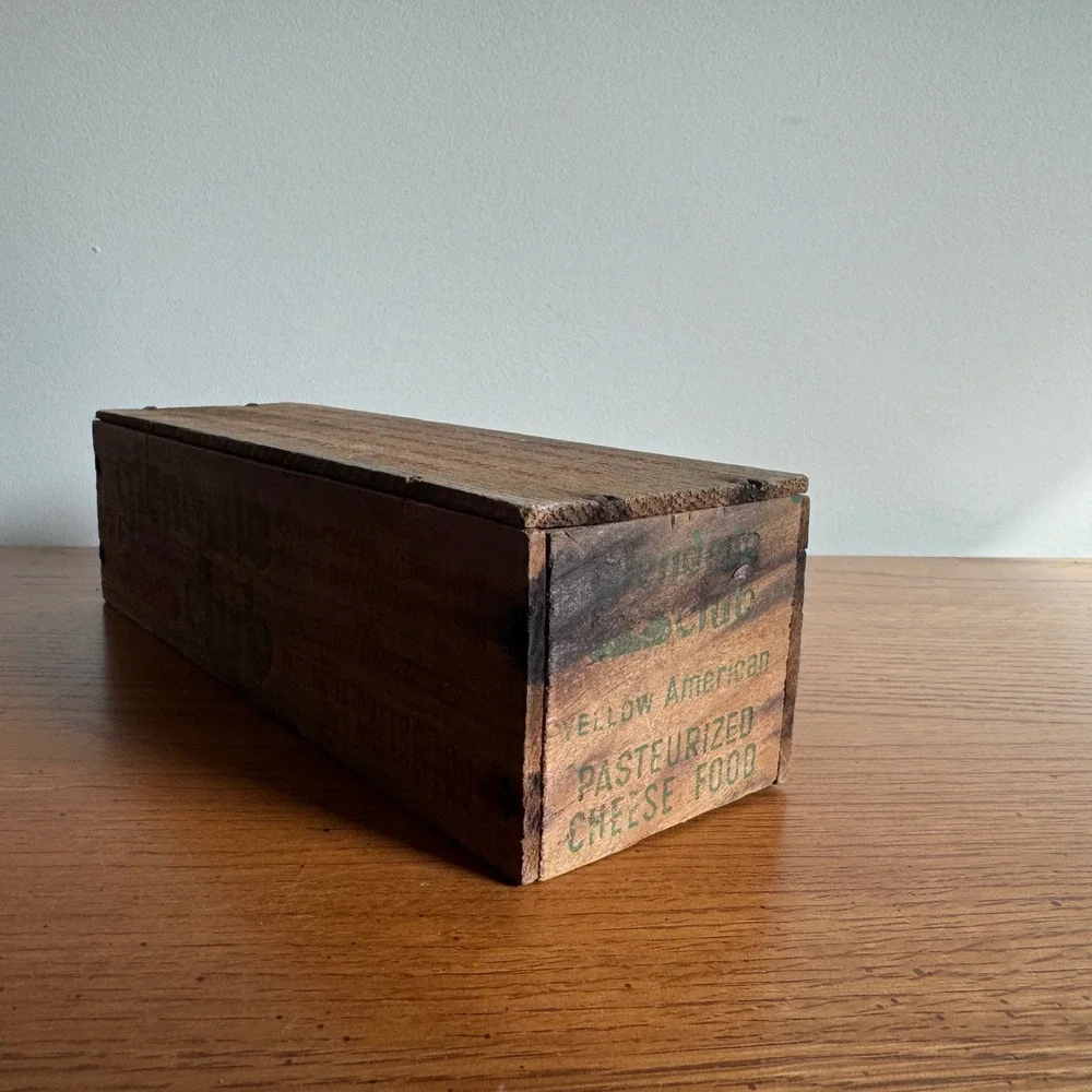 Vintage Glendale Club Cheese Food Wooden Box Crate Kitchen‎ Storage Decor